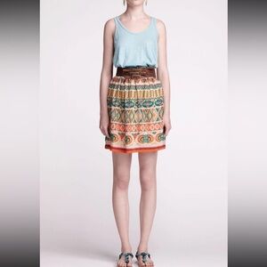 Anthropologie Elastic Waistband Skirt (Floral Geo Print) Underlined Size S